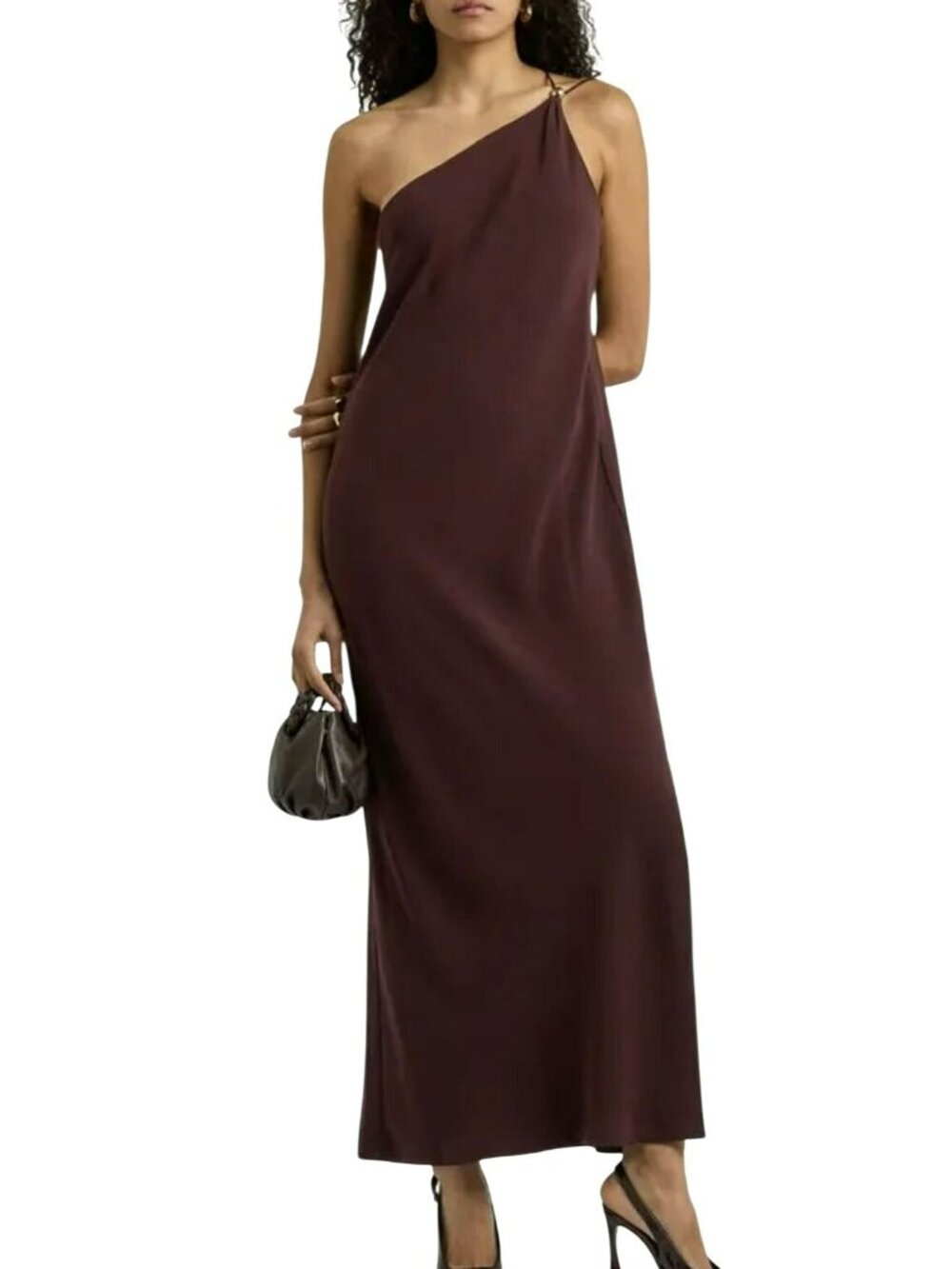 Vince One-Shoulder Maxi Dress Dark Burgundy Size 10 New